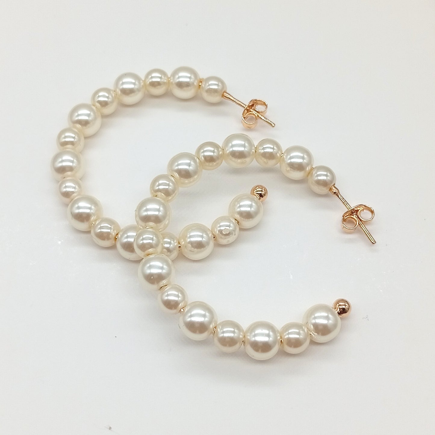 Aretes argolla perlada 4 cm