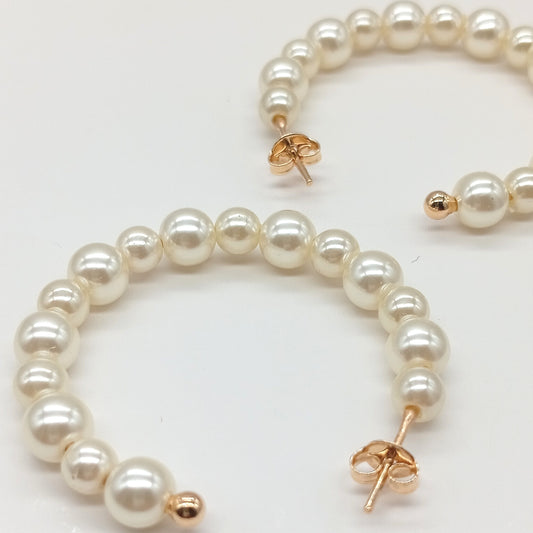 Aretes argolla perlada 4 cm