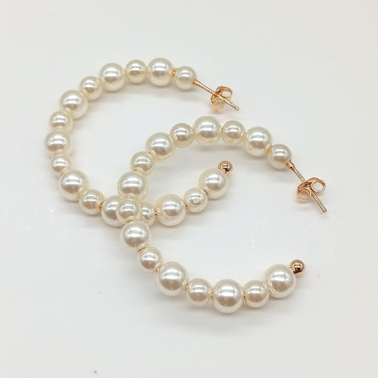 Aretes argolla perlada 4 cm