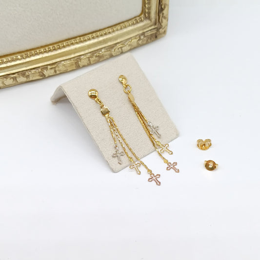 Aretes Tres Oros Cruces
